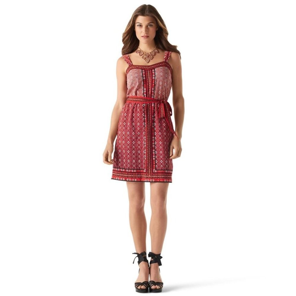 WHBM Red Labyrinth Print Chemise Dress sz XL
